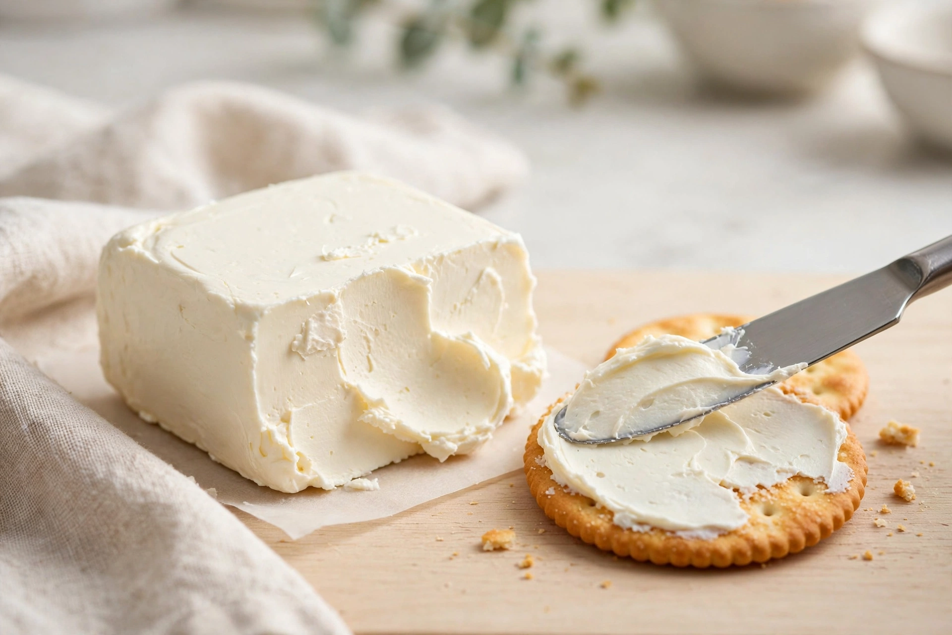 Cream cheese in a small dish