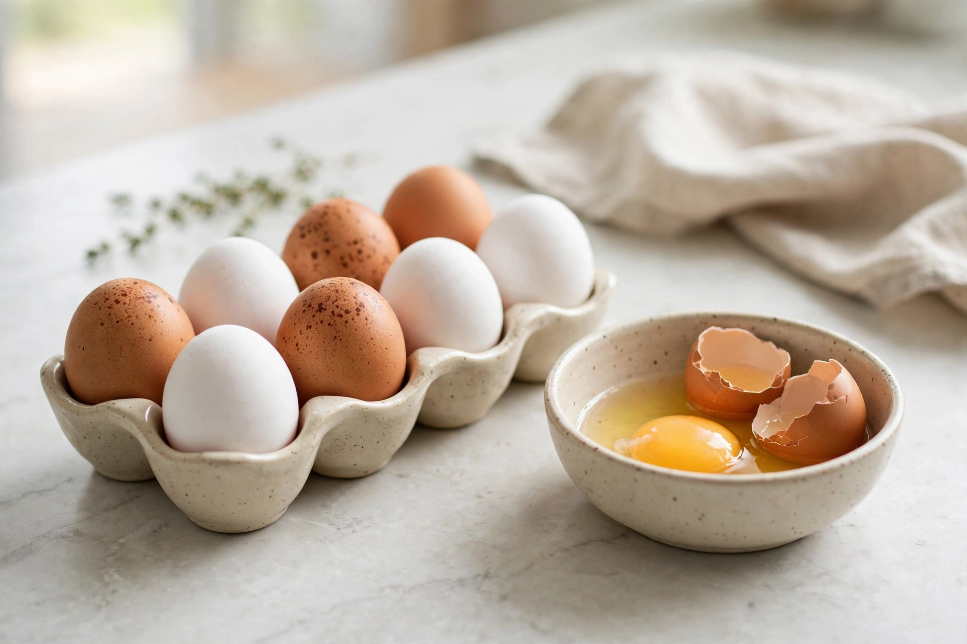 Eggs in a bowl ready for cooking