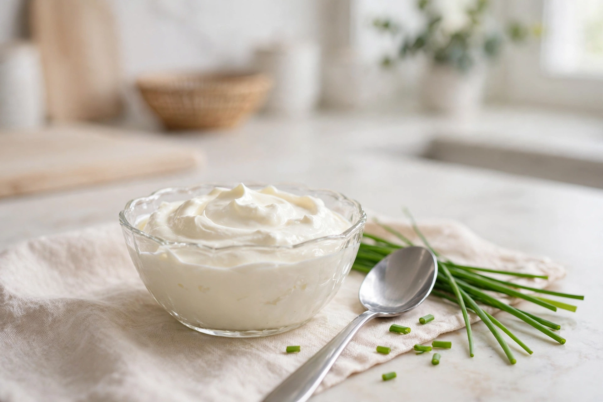 Sour cream in a small bowl